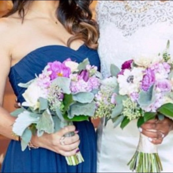 JS Boutique Women’s Ruched Bodice Chiffon Gown NAVY - Picture 6 of 6